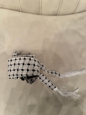 White / Black Kuffieya Print Cashmere Belt