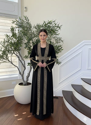 Black Two Piece Embroidered Thobe