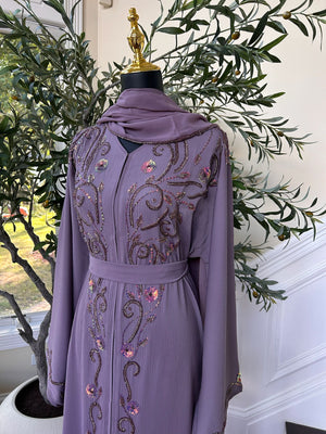 Purple Lavender Detail  Abaya