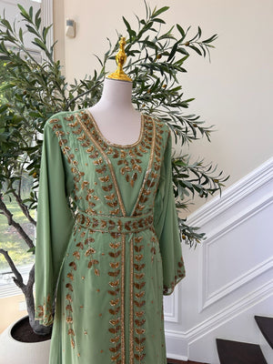 Mint Green Golden Charm Kuftan