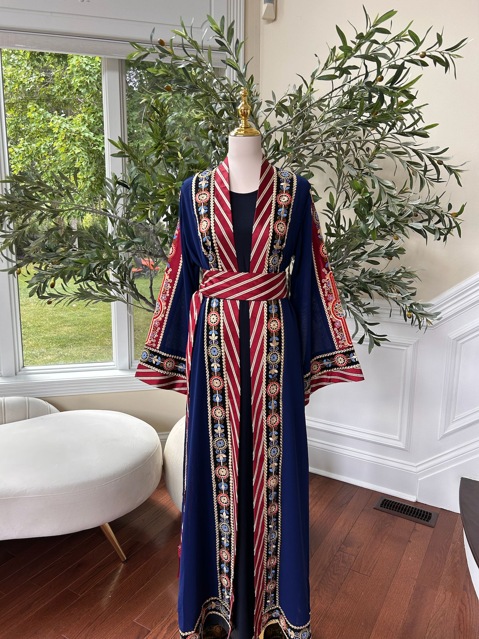 Blue Embroidery Tatreez Thobe