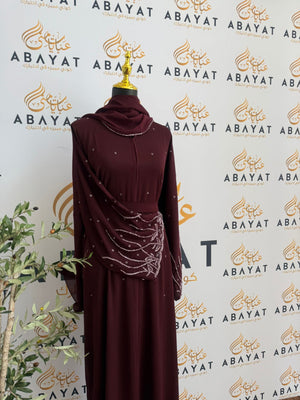 Elegant Red Beaded  Abaya