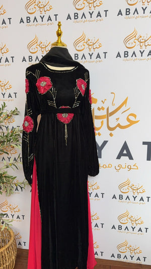 Velvet Black Rosey Abaya