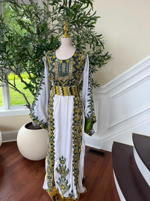 White Embroidery Beaded Thobe