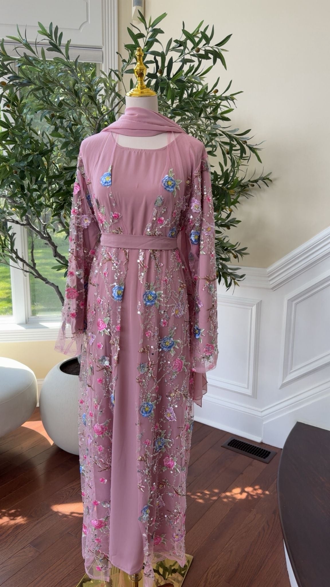 Blush Rose Petal Blossom Abaya