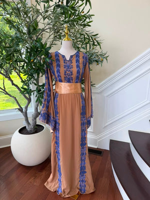 Peach Royale Blue Beaded Thobe