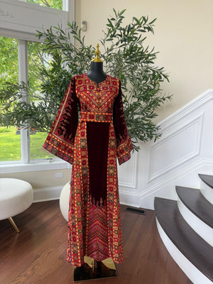 Velvet Tatreez Burgundy Thobe/A
