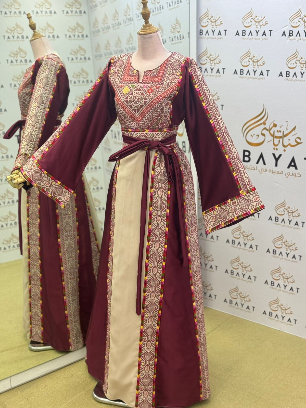 Burgundy Embroidery Embellished Tatreez Thobe