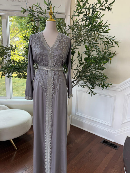 Grey Floral Essence Kuftan