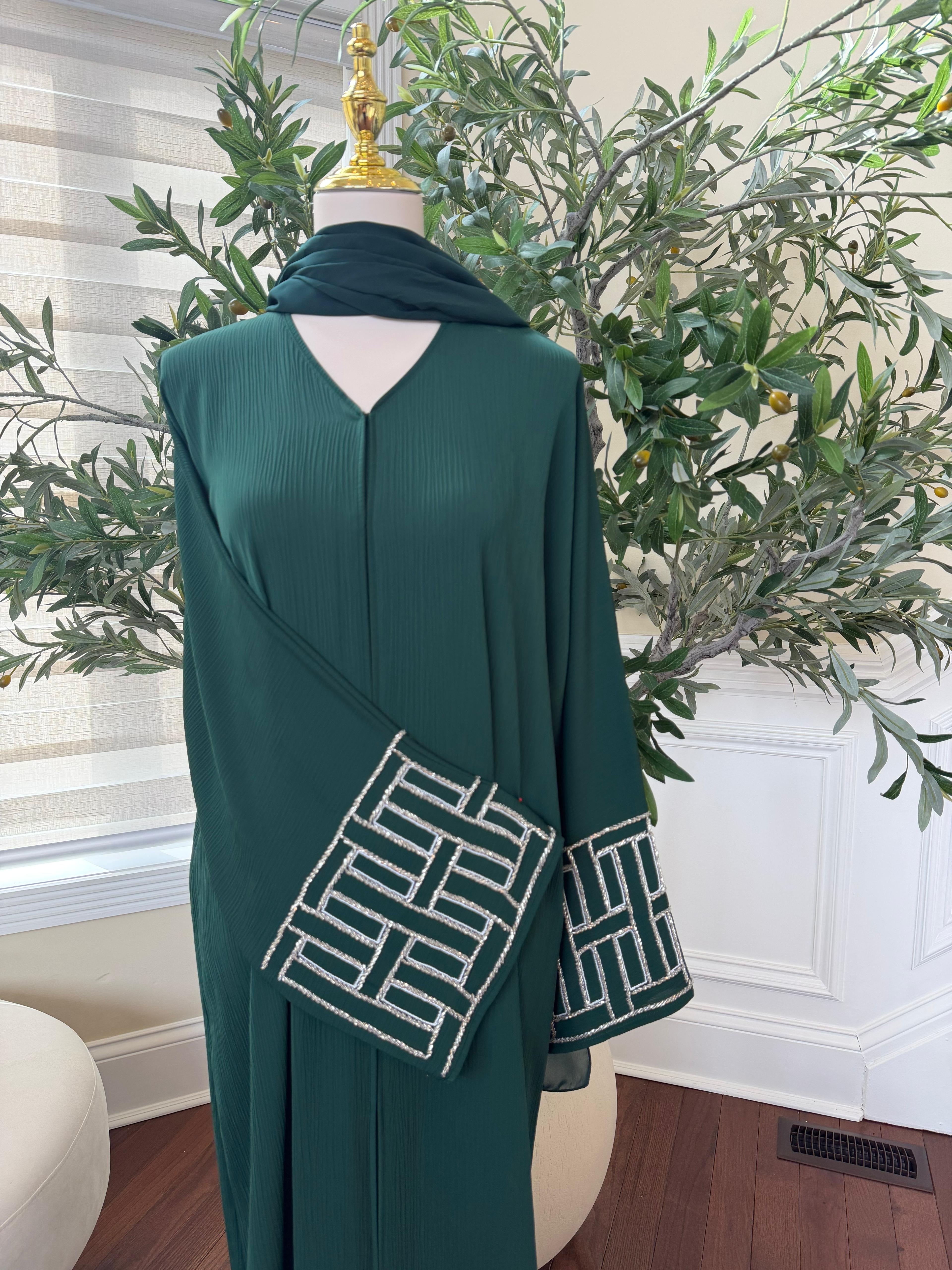 Green Silver Essence Abaya