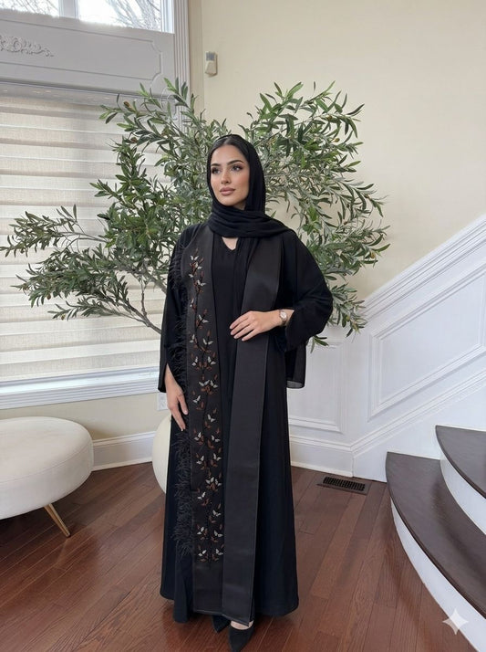 Black Floral Essence Abaya