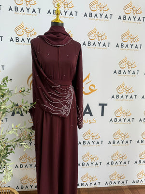 Elegant Red Beaded  Abaya