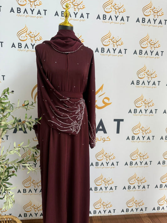Elegant Red Beaded  Abaya