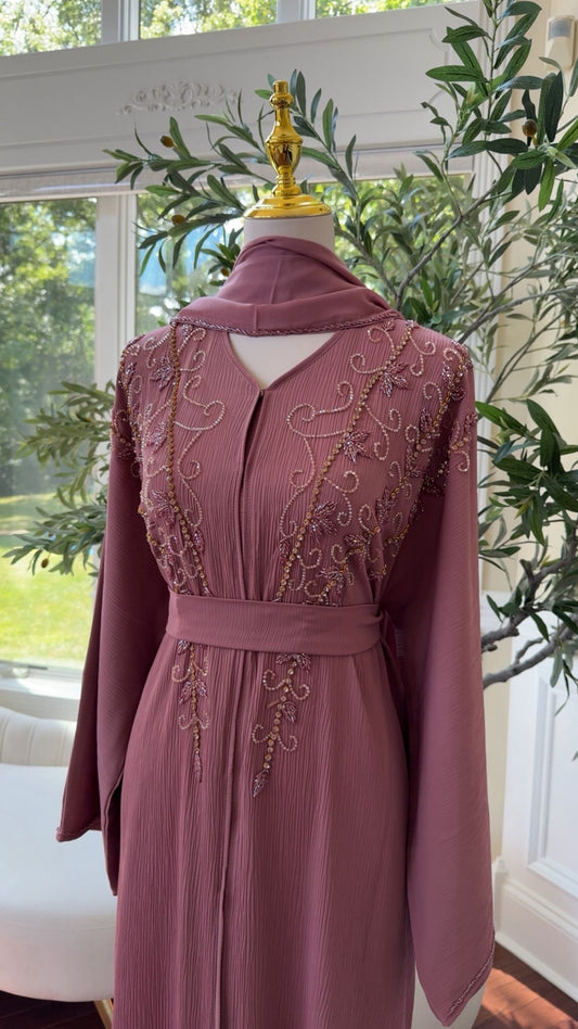 Rose Pink Floral Abaya