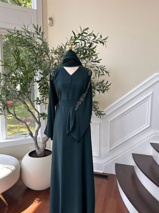 Green Sleeve Charm Abaya