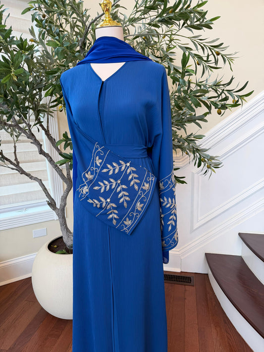 Blue Rose Beaded Abaya