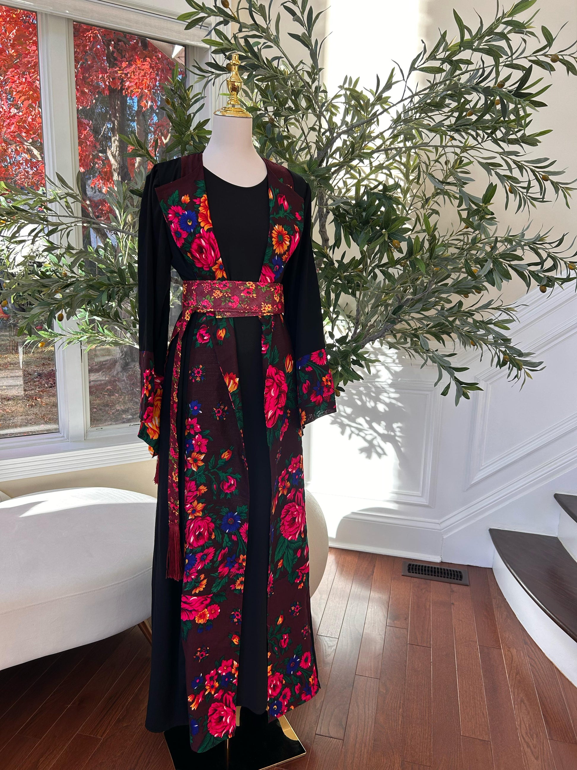 Floral Two Piece Cardigan Thobe