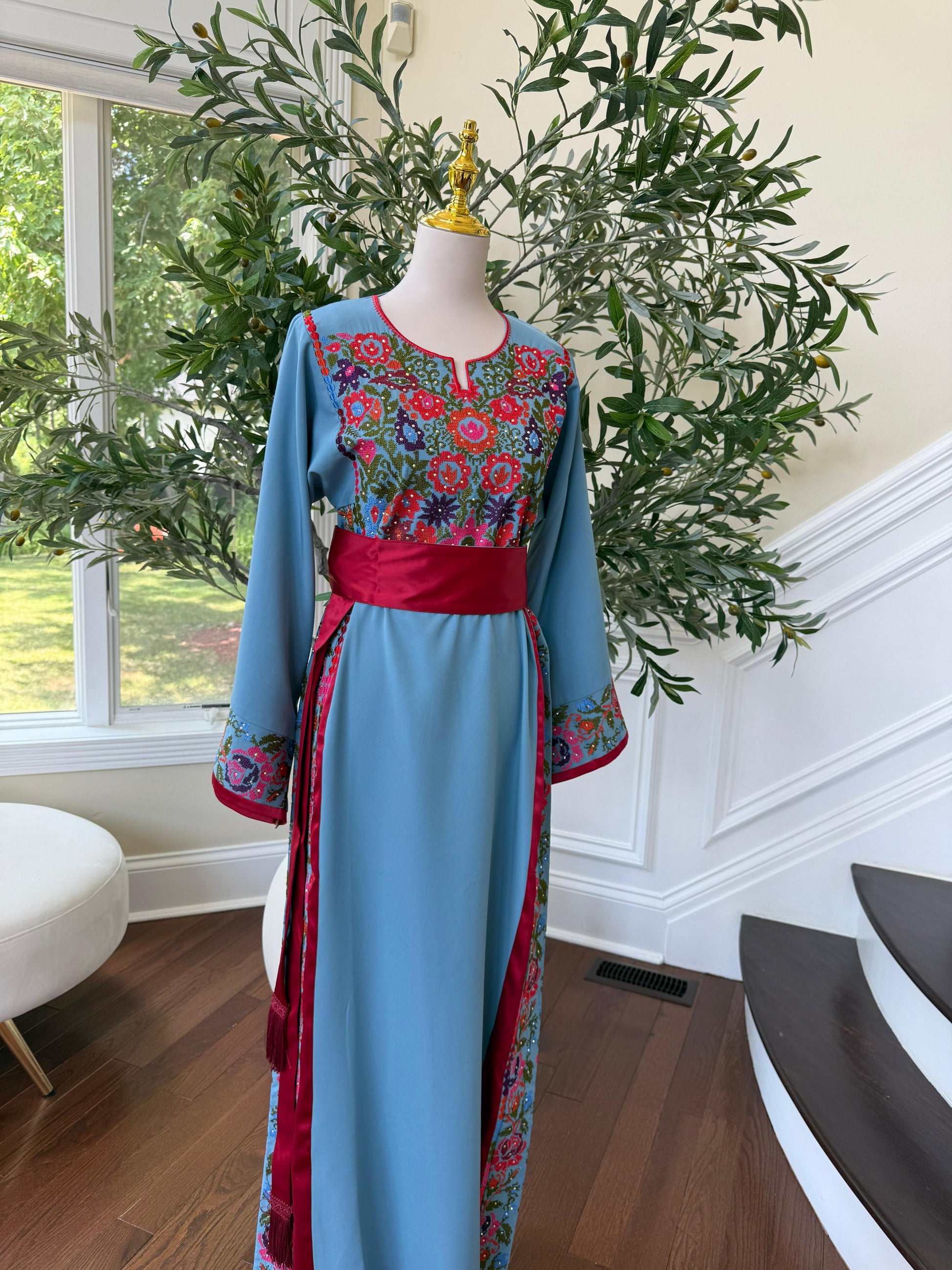 Blue Embroidery Tatreez Thobe