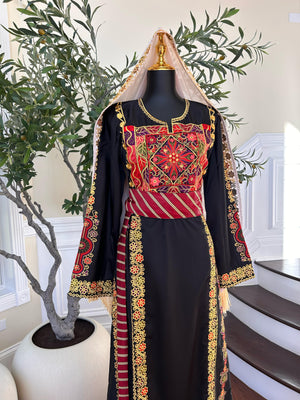 Black Embroidery Tatreez Thobe