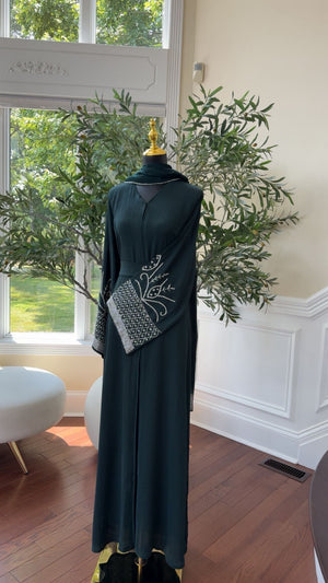Emerald Green Sleeve Charm Abaya