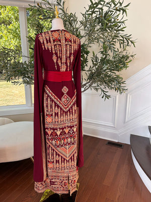 Burgundy Tatreez Embroidery Thobe