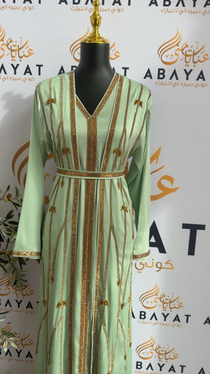 Elegant Golden Mint Kuftan