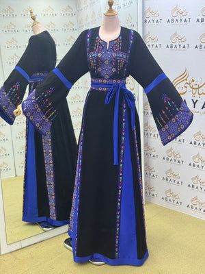 Black Embroidery Embellished Tatreez Thobe