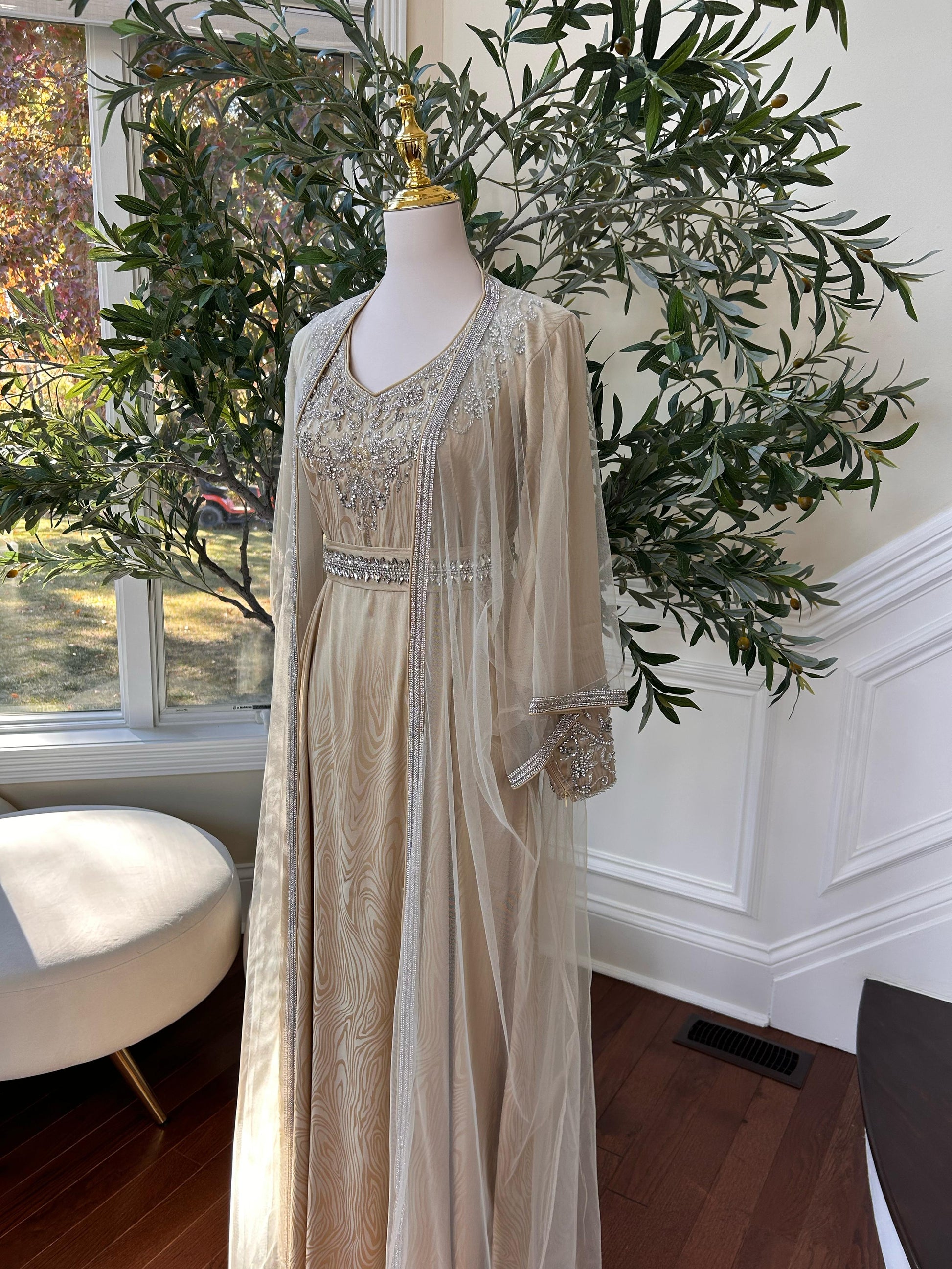 Golden Cream Radiance Beaded Kuftan