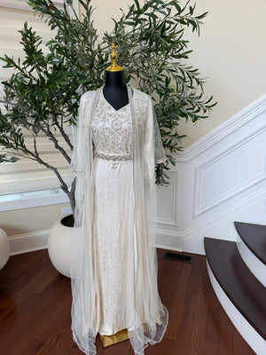 White Beaded Elegance Kuftan