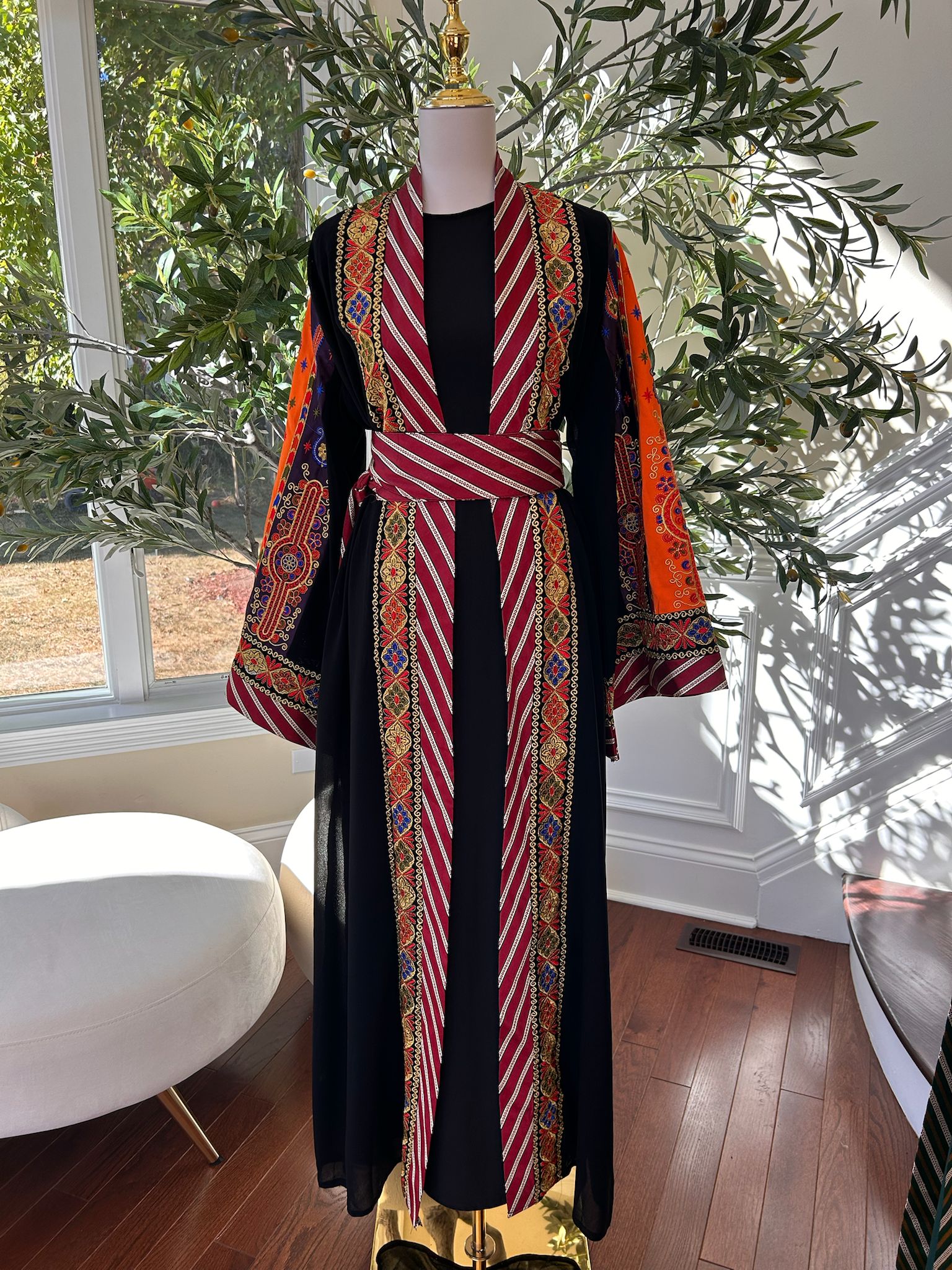 Black Embroidery Tatreez Embellished Thobe