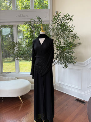 Black Beaded Sleeve Abaya