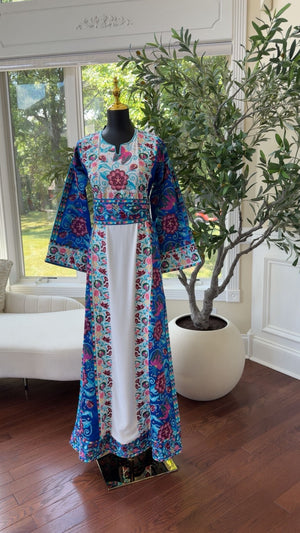Blue Embroidery Tatreez Thobe /A