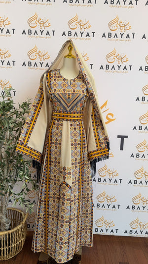 Elegant Beige Tatreez Thobe