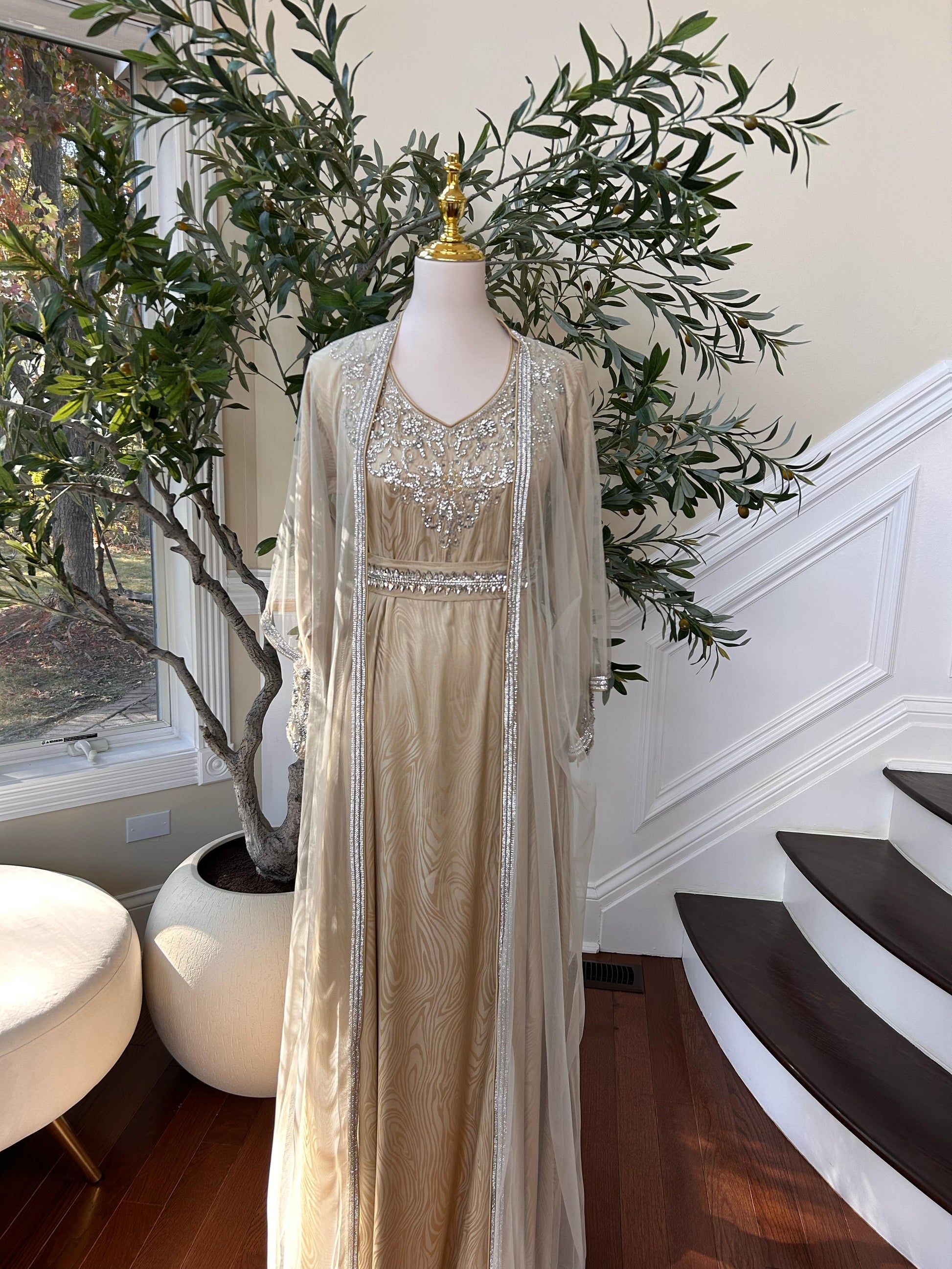 Golden Cream Radiance Beaded Kuftan