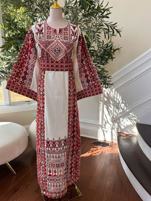 Cream Itamin Tatreez Red Elegance Thobe