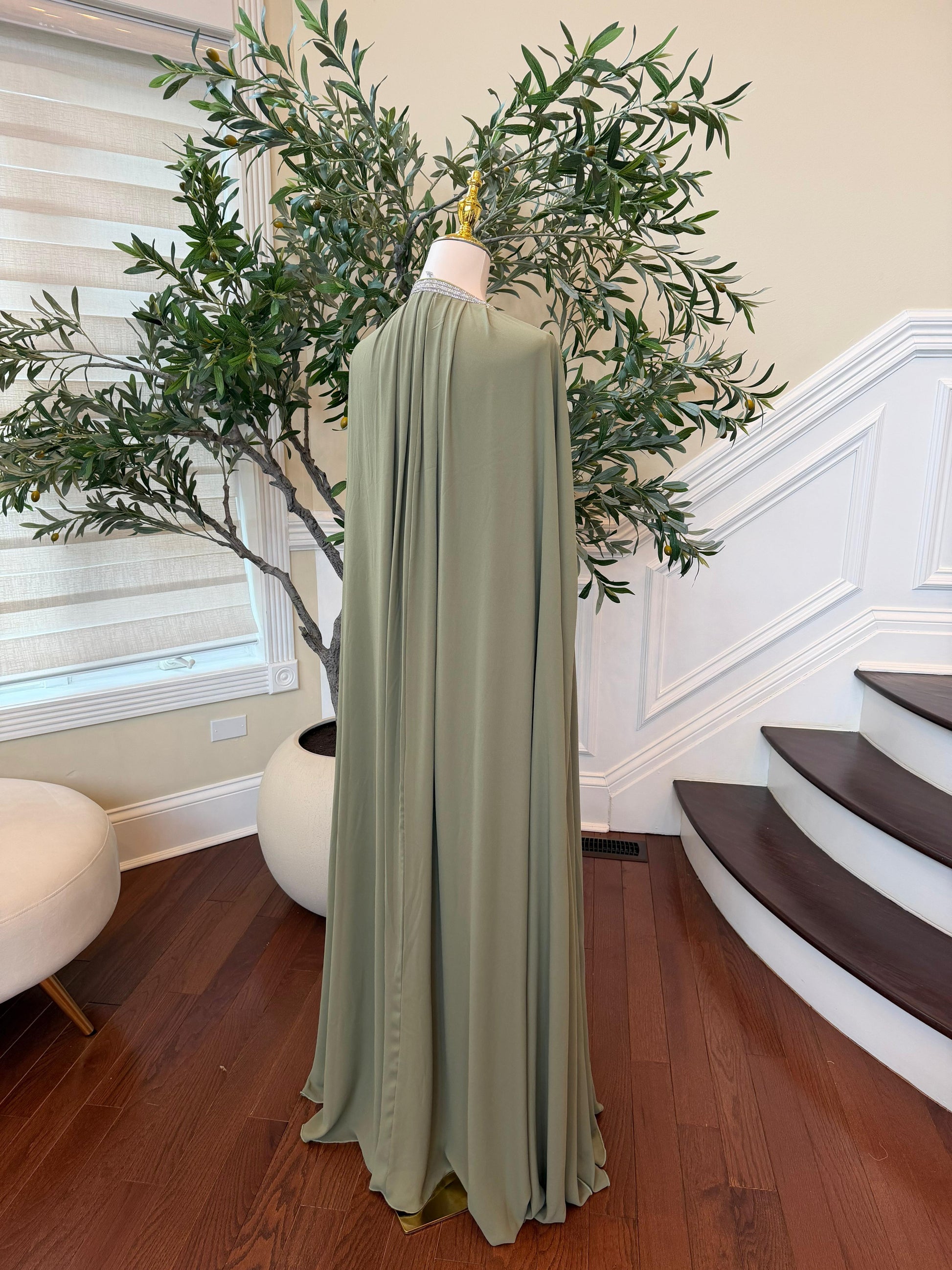 Olive Majesty Beaded Kuftan