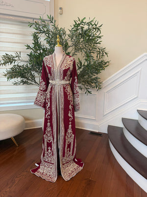 Red Royale Silver Embroidered Kuftan