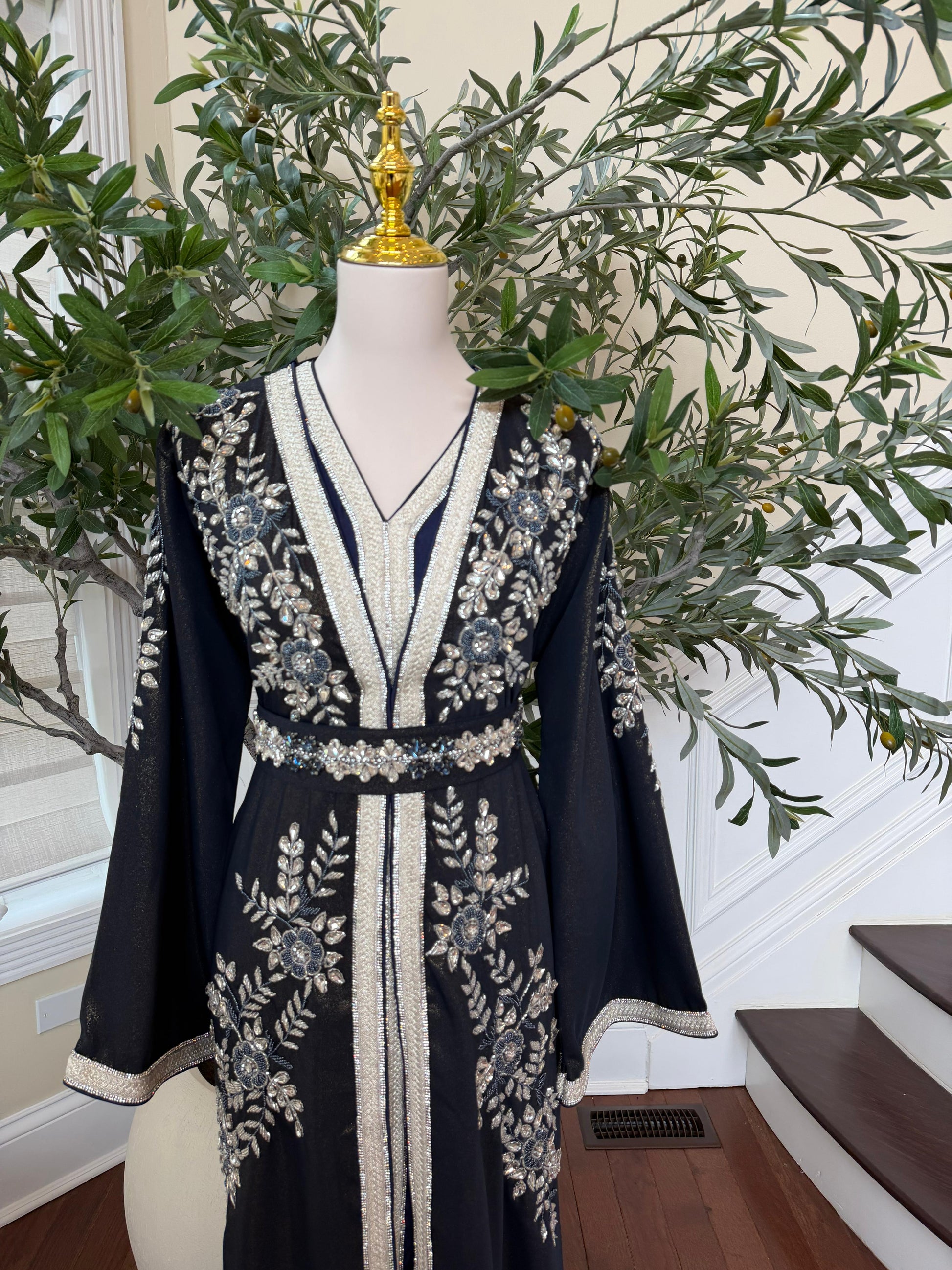 Blue Rose Beaded Royale Kuftan