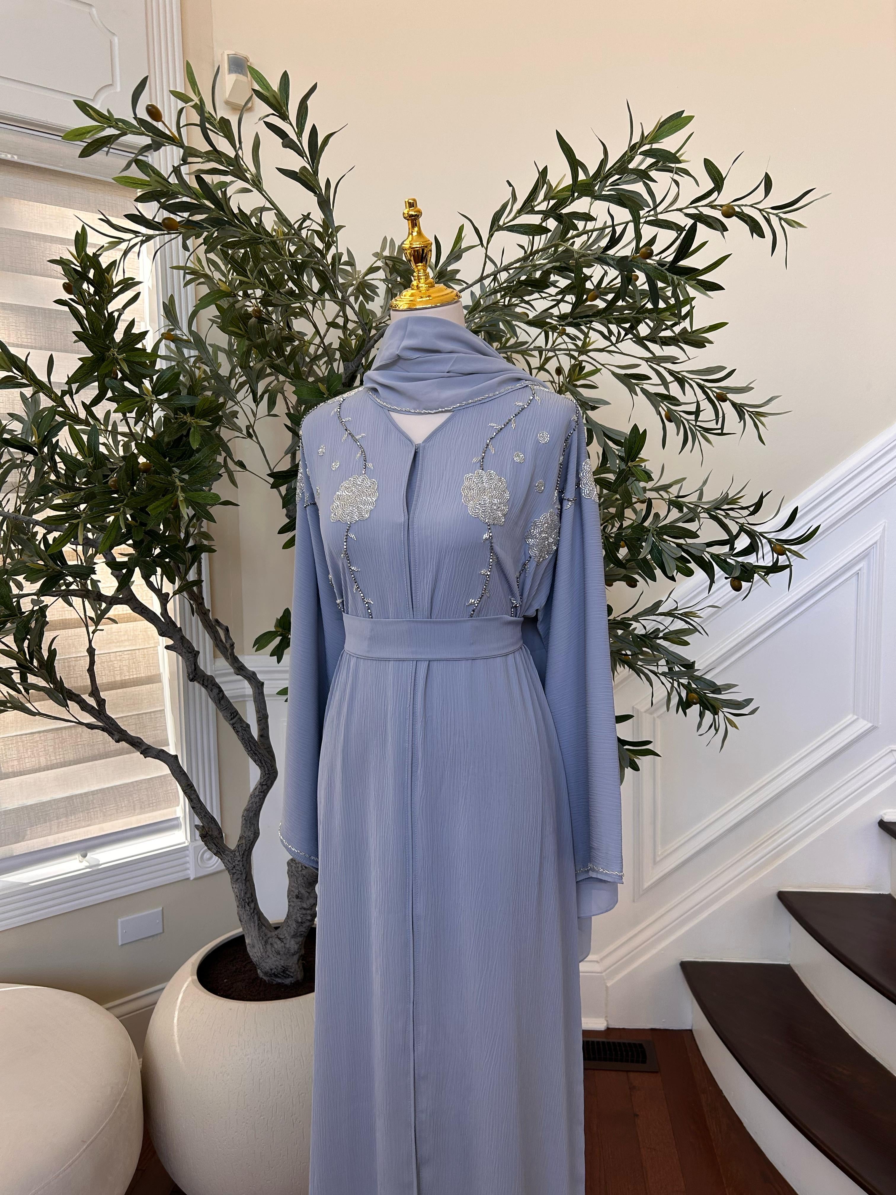 Baby Blue Charm Abaya