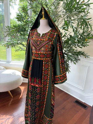Green Embroidery Tatreez Orange Thobe