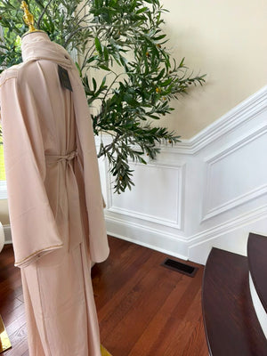 Cream Golden Beaded Essence Abaya