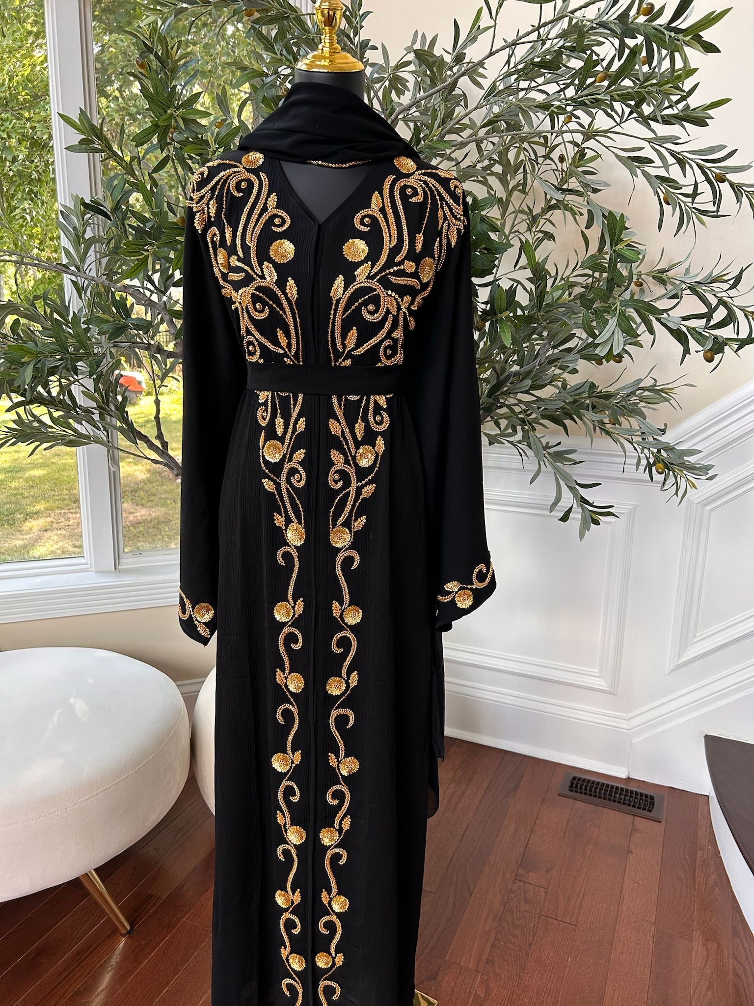 Golden Black Charming Detail Abaya