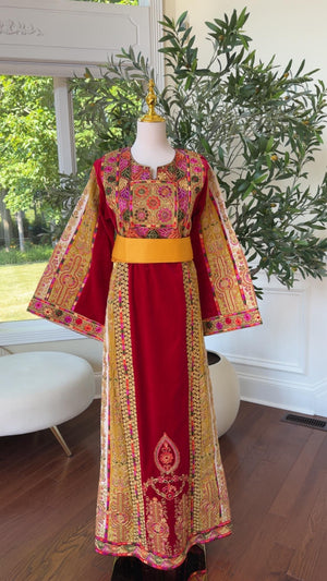 Burgundy Malaka Velvet Thobe