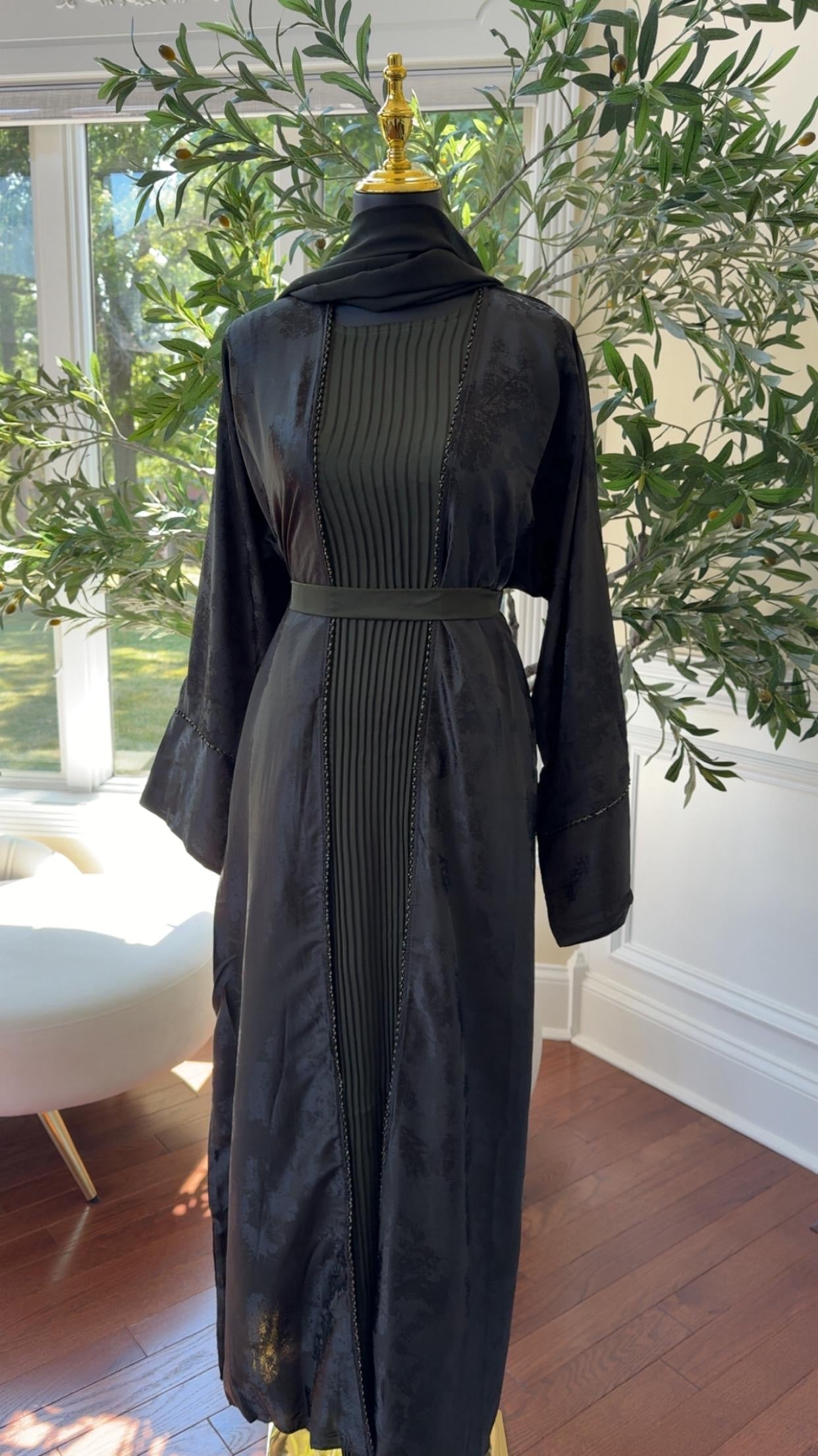 Deep Olive Blossom Abaya