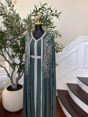 Emerald Green Royale Stone Beaded Kuftan