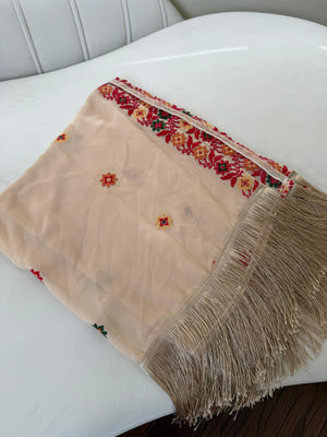 Cream Tatreez Khirka Shal Mandil