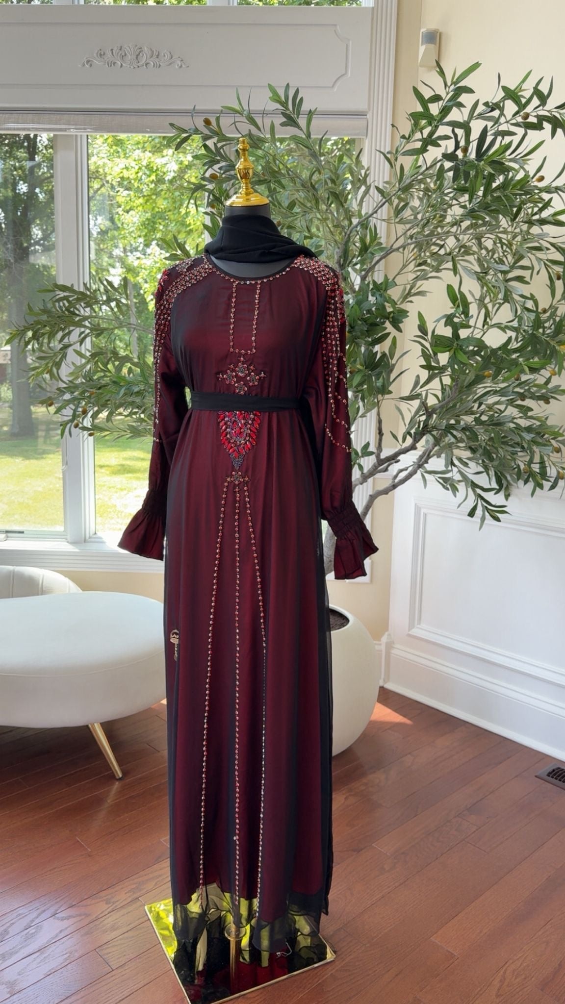 Elegant Red Abaya