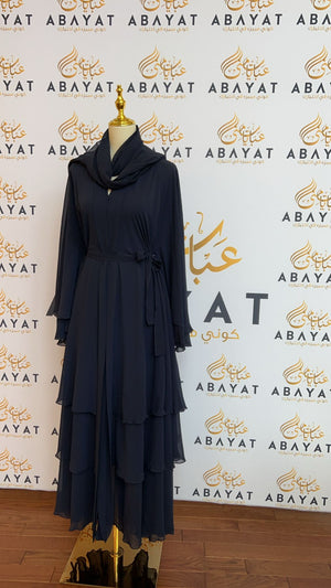 Ruffled Blue Abaya Aura