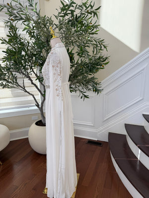 White Crystal Beaded Stone Kuftan