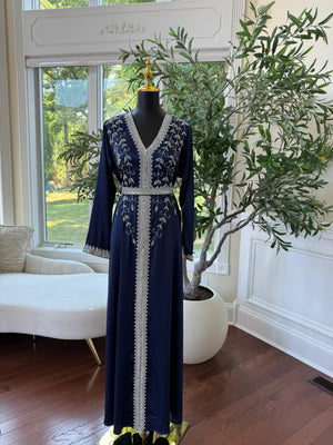 Blue Royal Floral Kuftan